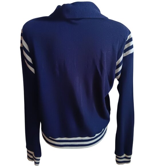 Women's Large Vintage Track Jacket Zip-Up White Stripes 1970's Buttery Jog-Joy - Picture 3 of 7